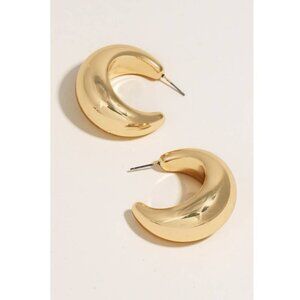 Gold Thick Metallic Curved Hoop Earrings